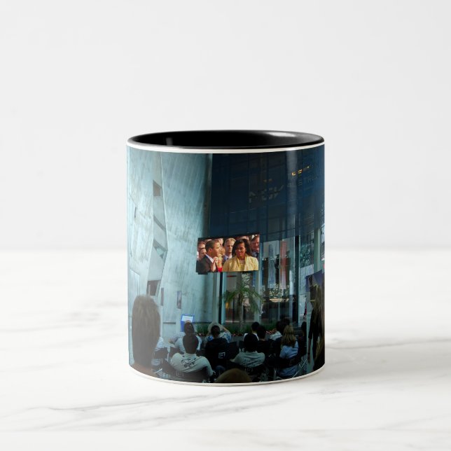 Barack Obama's inauguration, as seen in Australia. Two-Tone Coffee Mug (Center)