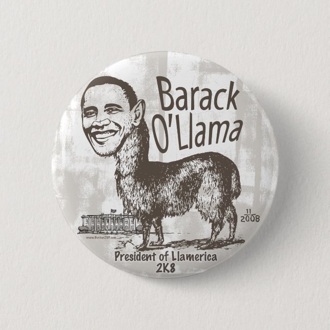 Barack O'Llama 2008 2 Inch Round Button (Front)