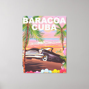 Baracoa Cuba auto travel poster Canvas Print