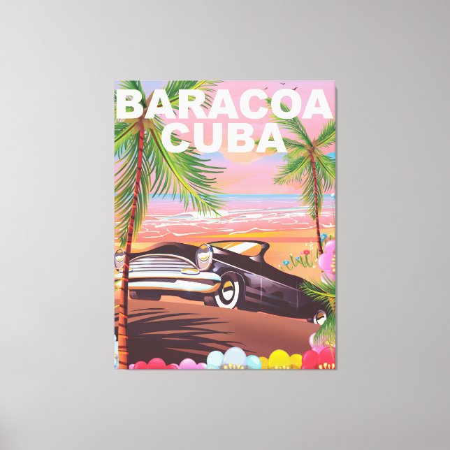 Baracoa Cuba auto travel poster Canvas Print (Front)