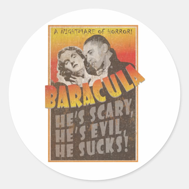 Baracula - Barack Obama Movie Poster Classic Round Sticker (Front)
