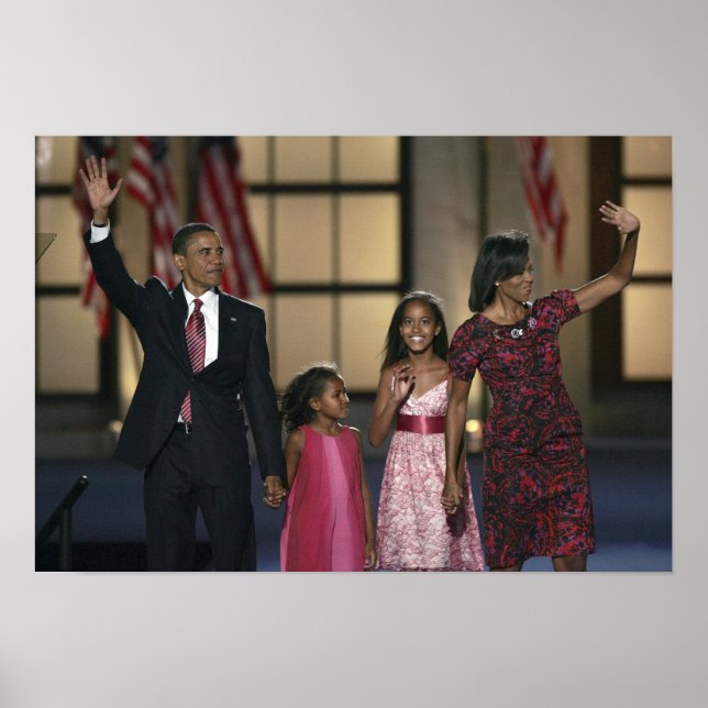 Barak Obama family wave at the last night of Poster (Front)