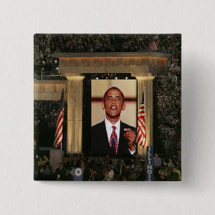Barak Obama speaks at the last night of the 2 Inch Square Button