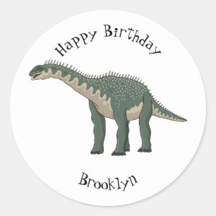 Barapasaurus cartoon illustration classic round sticker
