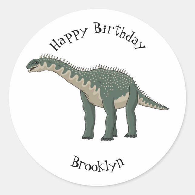 Barapasaurus cartoon illustration classic round sticker (Front)