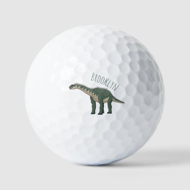 Barapasaurus cartoon illustration golf balls (Front)