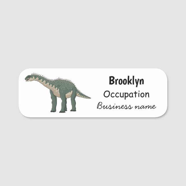 Barapasaurus cartoon illustration name tag (Front)