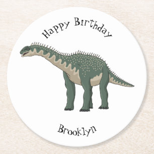 Barapasaurus cartoon illustration round paper coaster