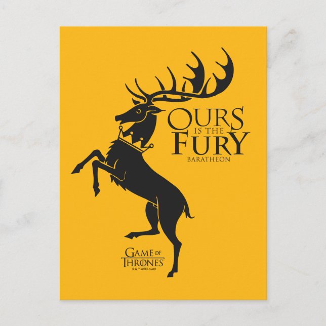 Baratheon Sigil - Ours is the Fury Postcard (Front)