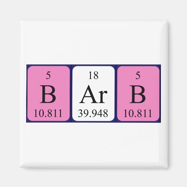 Barb periodic table name magnet (Front)