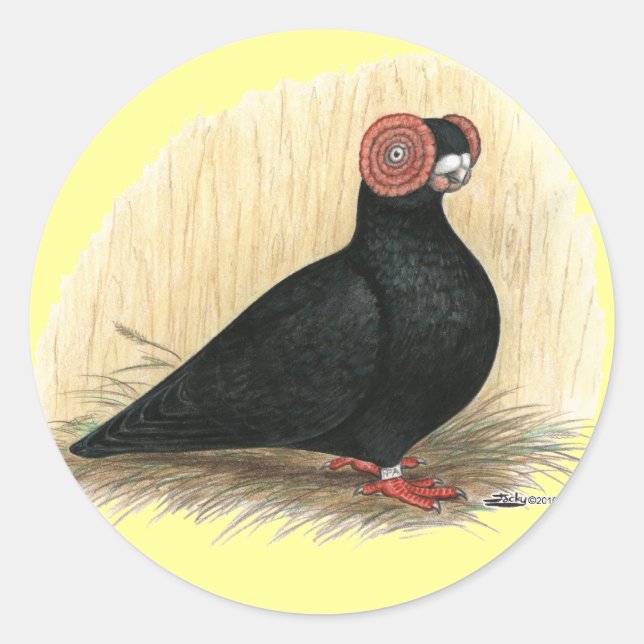 Barb Pigeon Standard Black Classic Round Sticker (Front)