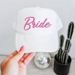 BARB Pink Malibu Doll Themed Bride Bachelorette Trucker Hat<br><div class="desc">This bride bachelorette trucker hat features a Malibu doll-inspired font and is perfect bachelorette weekend group gift. Pair with the 'babe' option for a cohesive look. 💜 COLORS ARE EDITABLE! Click 'edit design' to change the colours.</div>