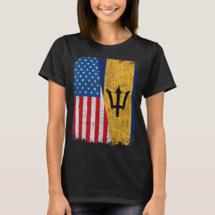 Barbadian American Flag Half USA Barbados Root Pro T-Shirt