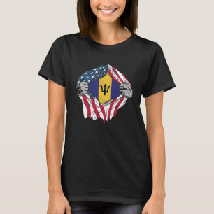 Barbadian Blood Inside Me  Barbados Flag T-Shirt