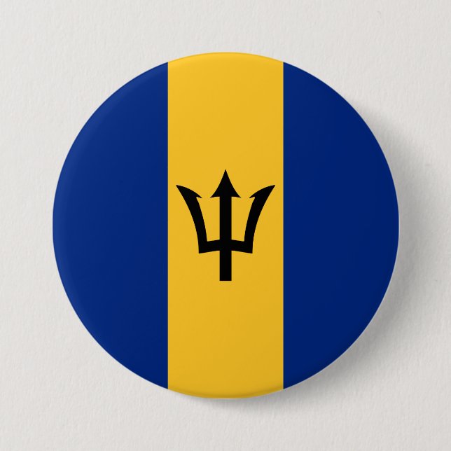 Barbadian Flag (Barbados) (Bajan) 3 Inch Round Button (Front)