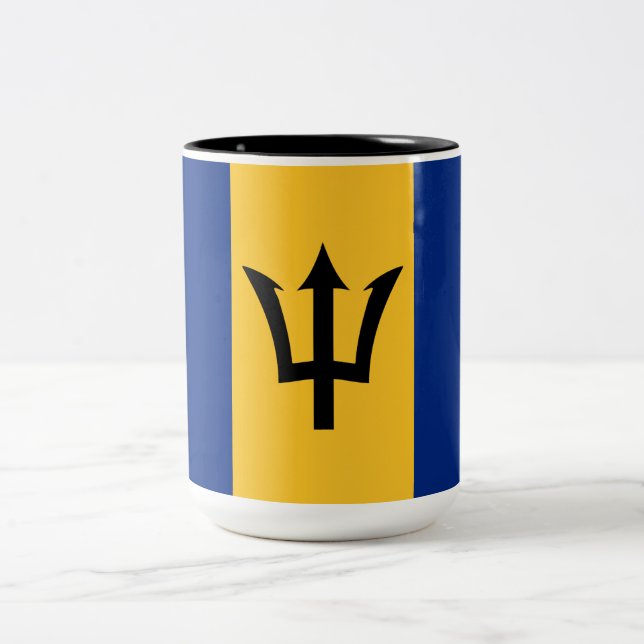 Barbadian Flag (Barbados) (Bajan) Two-Tone Coffee Mug (Center)