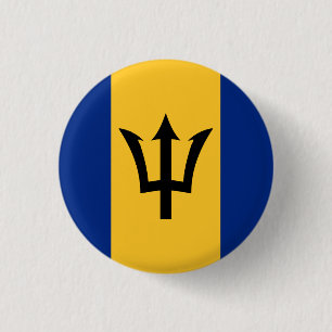 Barbadian Flag, Flag of Barbados 1 Inch Round Button