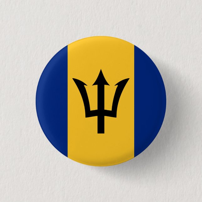 Barbadian Flag, Flag of Barbados 1 Inch Round Button (Front)