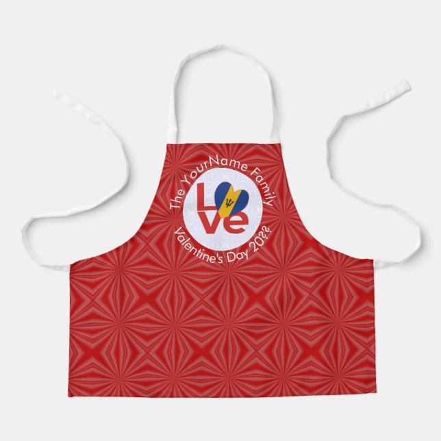 Barbadian Red LOVE Flag Personalized  Apron (Front)