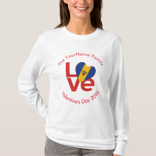 Barbadian Red LOVE Flag Personalized T-Shirt