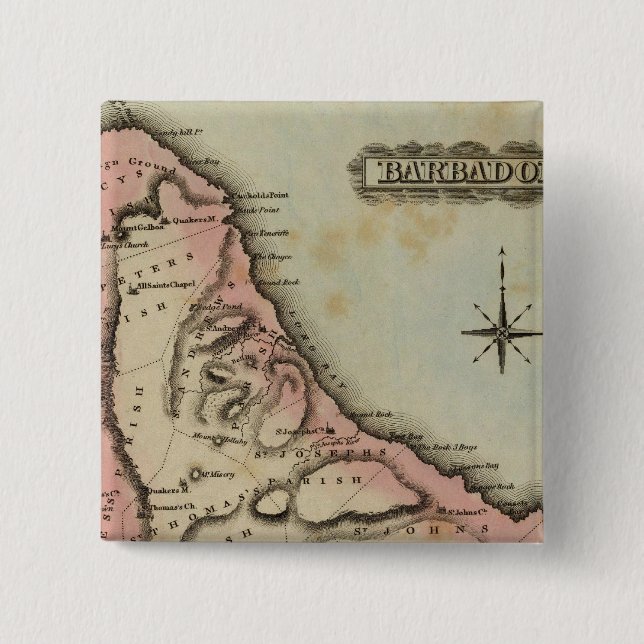 Barbadoes 2 inch square button (Front)