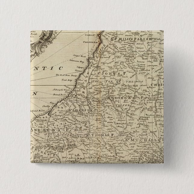 Barbados 2 Inch Square Button (Front)