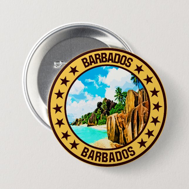 Barbados                                           3 inch round button (Front & Back)