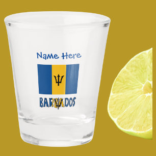 Barbados and Barbadian Flag Blue Personalization Shot Glass