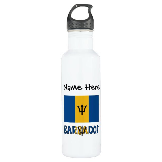 Barbados and Barbadian Flag Personalized  710 Ml Water Bottle (Front)