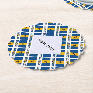 Barbados and Barbadian Flag Tiled Personalized  Paper Coaster