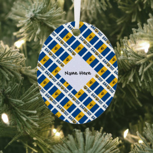 Barbados and Barbadian Flag Tiled with Your Name Metal Ornament