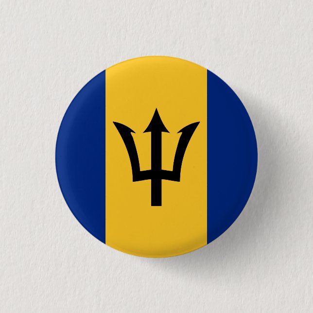 Barbados Bajan Flag Barbadian Caribbean 1 Inch Round Button (Front)