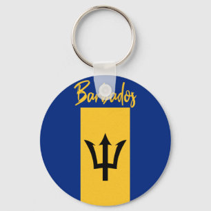 Barbados Bajan Flag Barbadian Caribbean Keychain