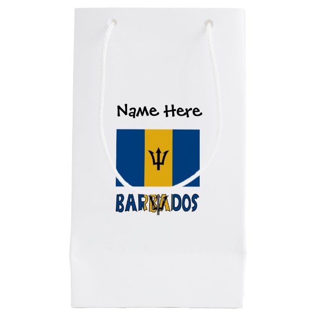 Barbados Barbadian Baja Flag Personalized Name  Small Gift Bag (Front)