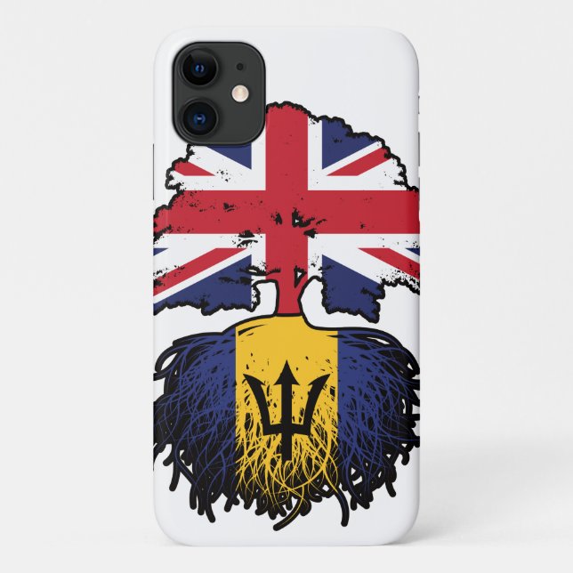 Barbados Barbadian British UK Tree Roots Flag Case-Mate iPhone Case (Back)