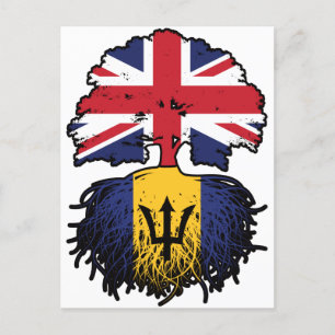 Barbados Barbadian British UK Tree Roots Flag Postcard