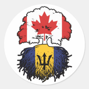 Barbados Barbadian Canadian Canada Tree Roots Flag Classic Round Sticker