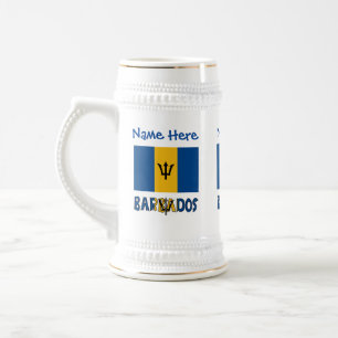 Barbados Barbadian Flag Blue Personalization Beer Stein