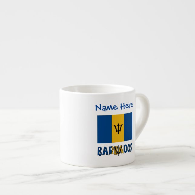 Barbados Barbadian Flag Blue Personalization  Espresso Cup (Front Right)