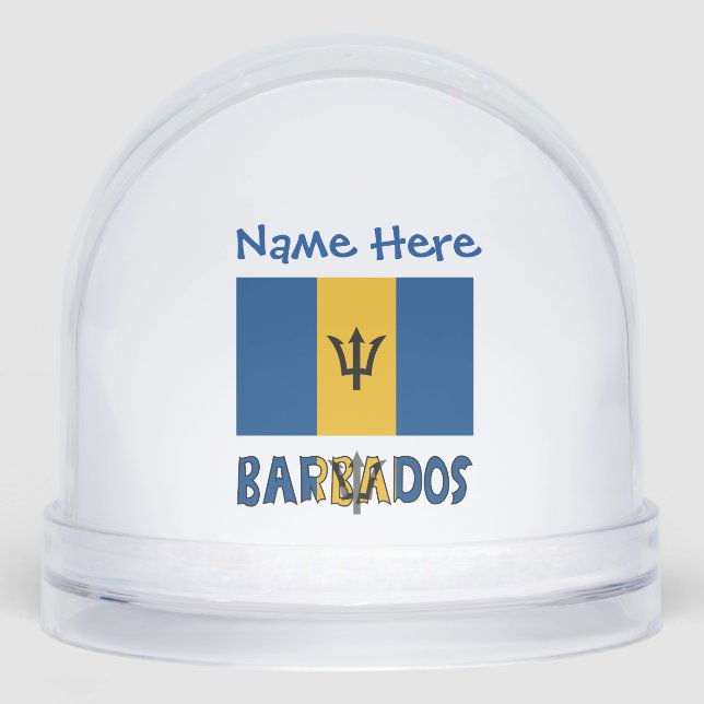Barbados Barbadian Flag Blue Personalized  Snowglobe (Front)