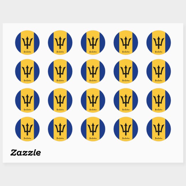 Barbados & Barbado flag patriots, holiday / sports Classic Round Sticker (Sheet)