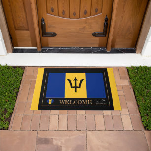 Barbados & Barbados Flag house mats/sports Welcome Doormat