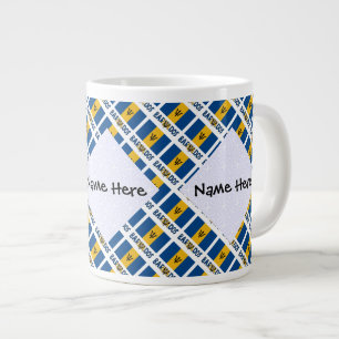 Barbados Barbarian Flag Tiled Personalized Name Large Coffee Mug