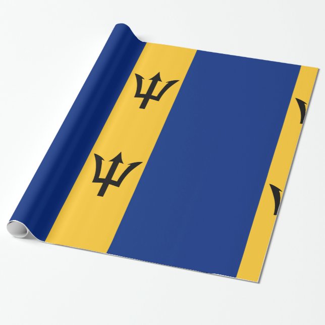 Barbados Blue Yellow gold Wrapping Paper (Unrolled)
