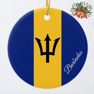 Barbados Christmas Ornament, Barbados Flag Ceramic Ornament