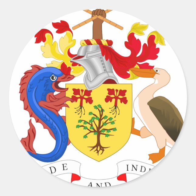 Barbados Coat Of Arms Classic Round Sticker (Front)