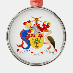 Barbados Coat Of Arms Metal Ornament