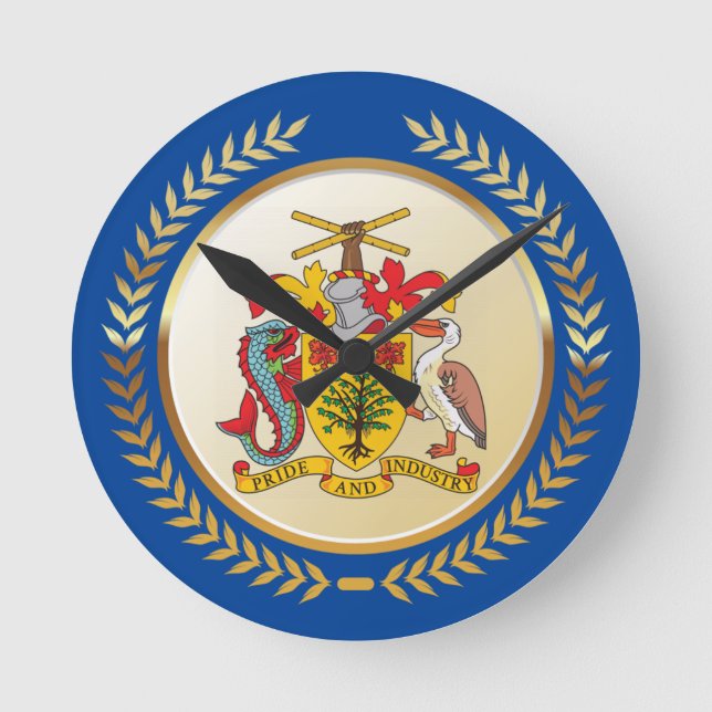 Barbados Coat of Arms Round Clock (Front)
