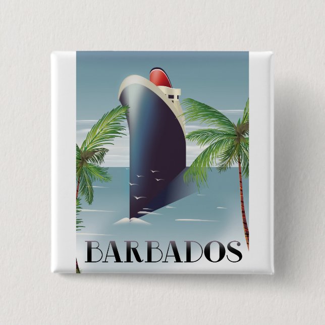 Barbados Cruise 2 Inch Square Button (Front)