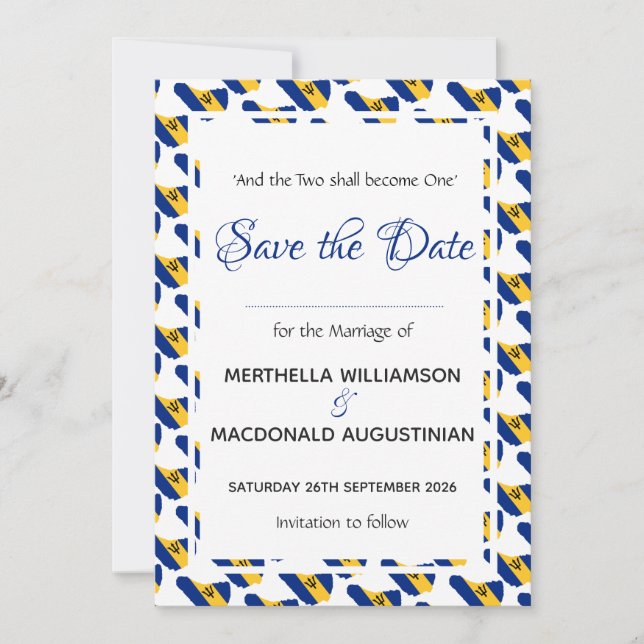 BARBADOS Custom Celebration Scripture Wedding Save The Date (Front)